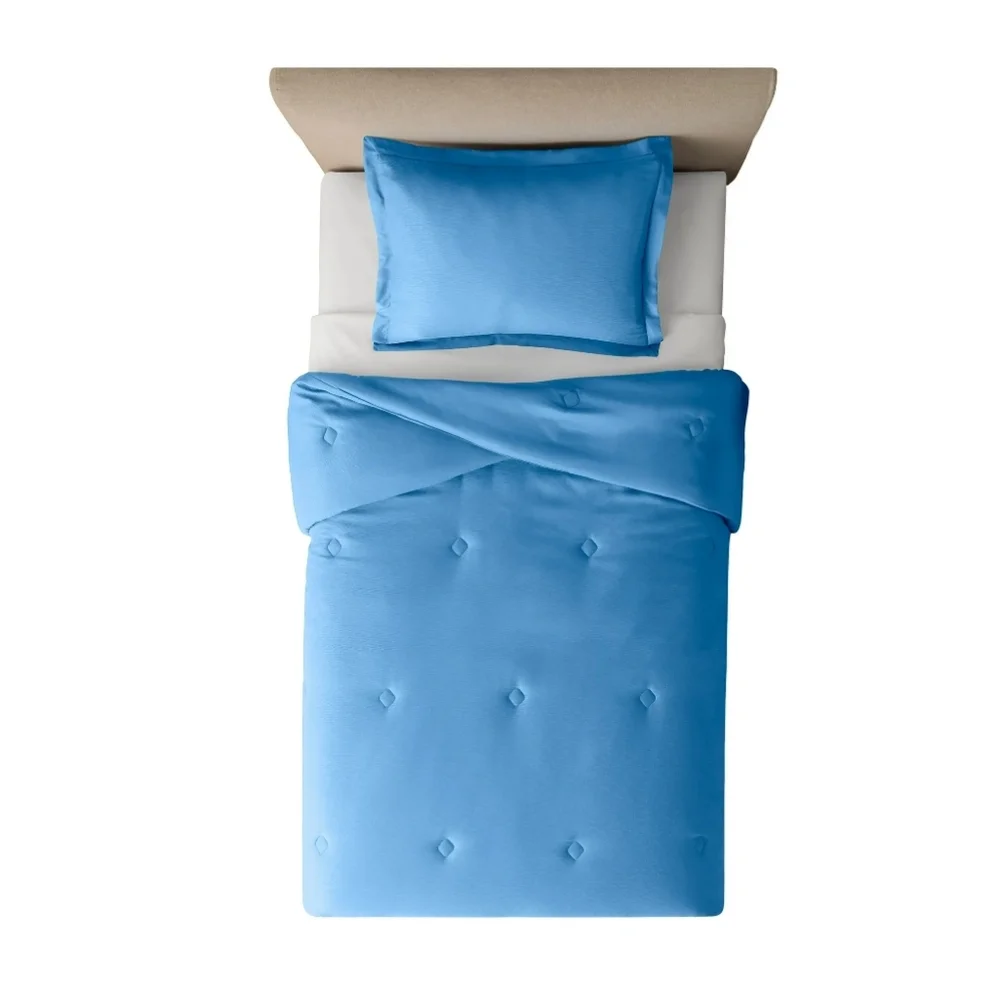 Mainstays Blue 3Pc Microfiber Comforter Sham Set Size Twin/TwinXL